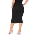 thumbnail image 4 of Faldas de lápiz de talla grande para mujeres Agnes Orinda, con stretch, cintura alta, textura, estilo de negocios casual, por debajo de la rodilla, falda bodycon 1X negra, 4 of 8