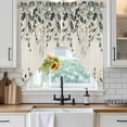 thumbnail image 6 of Green Eucalyptus Swag Curtains for Kitchen/Bedroom/Living Room, Farmhouse Weeping Leaves on Linen Scalloped Curtains 63 Inch Long, Rod Pocket Window Swag Topper Curtains Valances 2 Panels Set 36"x63", 6 of 8