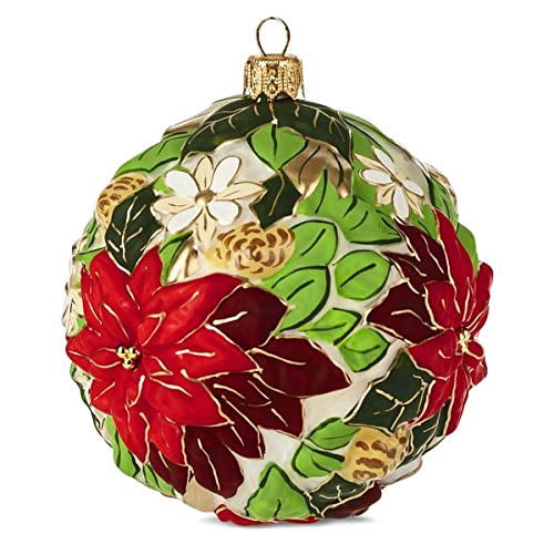 Hallmark Poinsettia Ball Blown Glass Ornament
