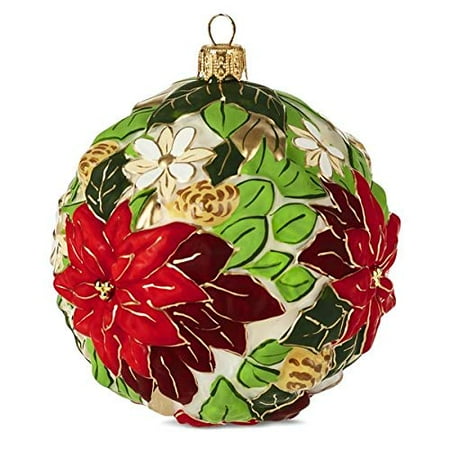 poinsettia ornament ball glass blown hallmark