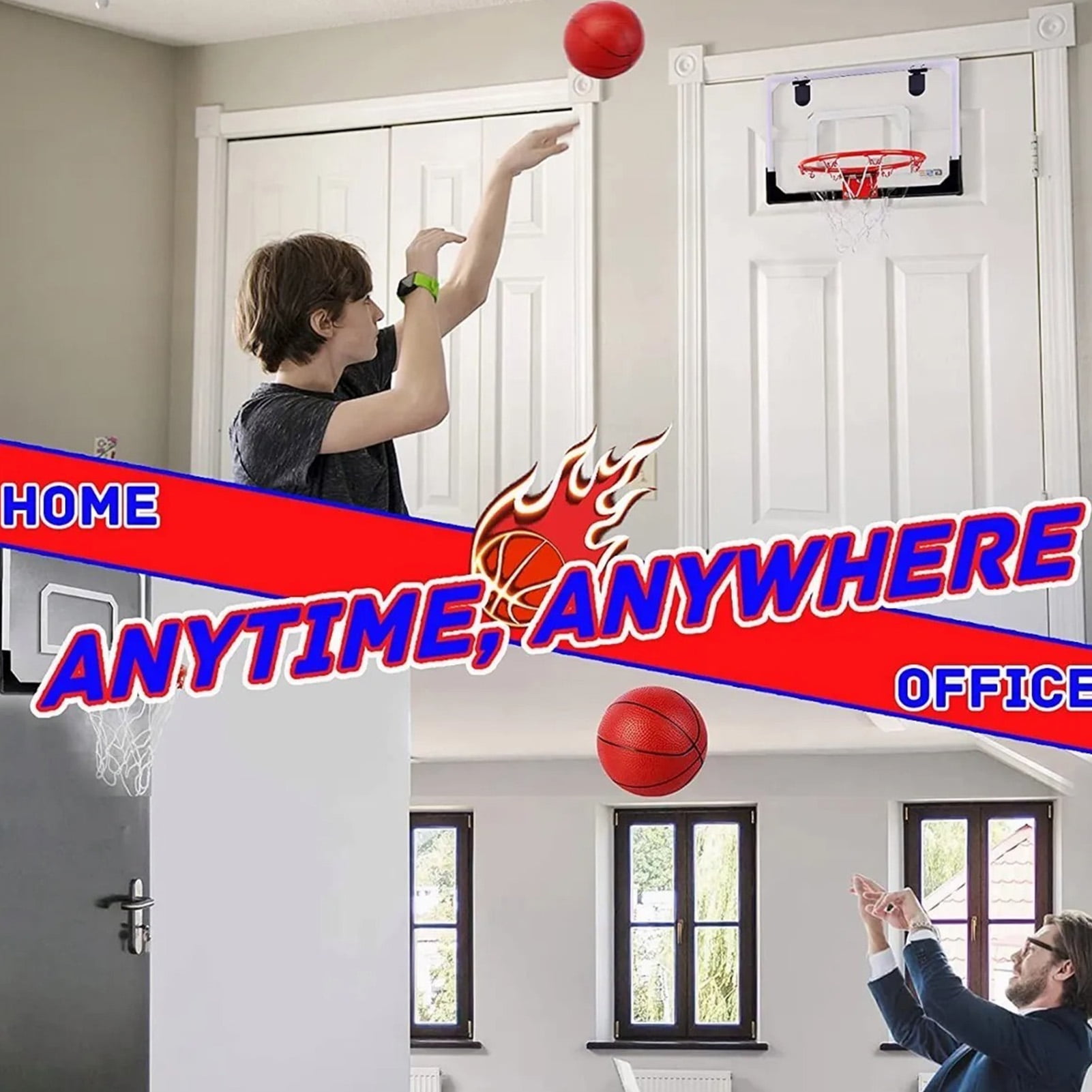 Indoor Mini Basketball Hoop Set Punch Free Hanging Type Mobile