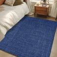 thumbnail image 5 of Vintage Navy Blue Large Area Rugs for Bedroom Living Room, Non Slip Carpet Bedside Rug, Farmhouse Retro Dark Solid Color Linen Texture Rectangular Floor Cover Kitchen Accent Rug 2.7'x5' for Office, 5 of 9