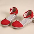 thumbnail image 5 of Sandals On Clearance, Summer Sandals Womens Closed Toe Wedges Shoes Platform Slingback Mid Low Heel Canvas Dress Sandals Womens Sandals, 5 of 5