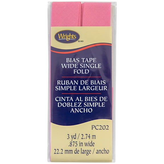 Wrights Bias Tape Wide Single Fold 3yd Pink