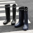 FCMens Waterproof Mid Calf Rain Boots Elastic Drawstring Rubber Rain