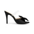 thumbnail image 3 of BLISSFUL STEP Women's Clear Strap Bow Stiletto Heels Mules Slide Sandals Black (Size 9), 3 of 8