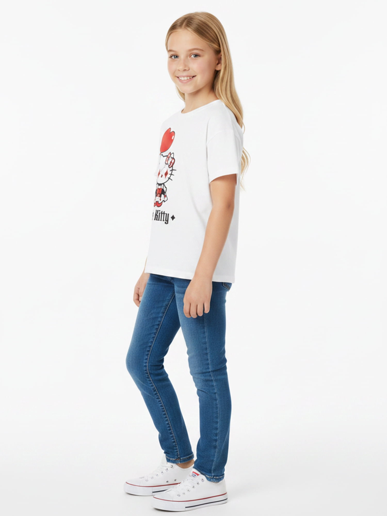 Sanrio, Girls' Short Sleeve T-Shirt, Goth Hello Kitty, Sizes 4-16