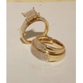 thumbnail image 3 of Bluebelljewels 14K Yellow Gold Finish Trio His/Her Cubic Zirconia Wedding Engagement Ring Set, 3 of 3