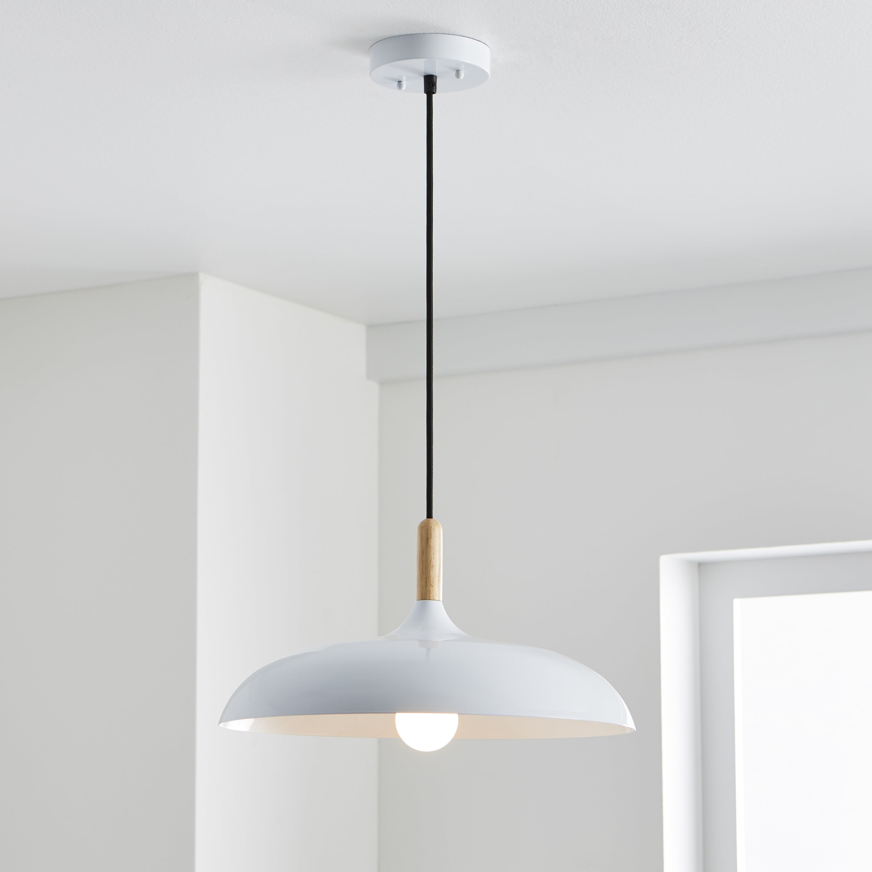 Modern Tapered White Ceiling Light Lamp Pendant Shade Matt Yellow Inner Home 