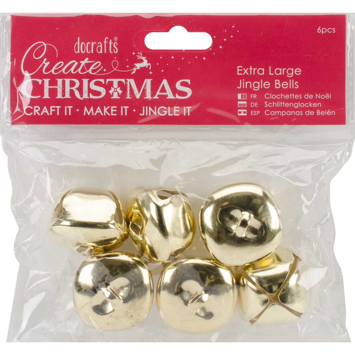 Papermania Extra Large Jingle Bells 6PcsGold