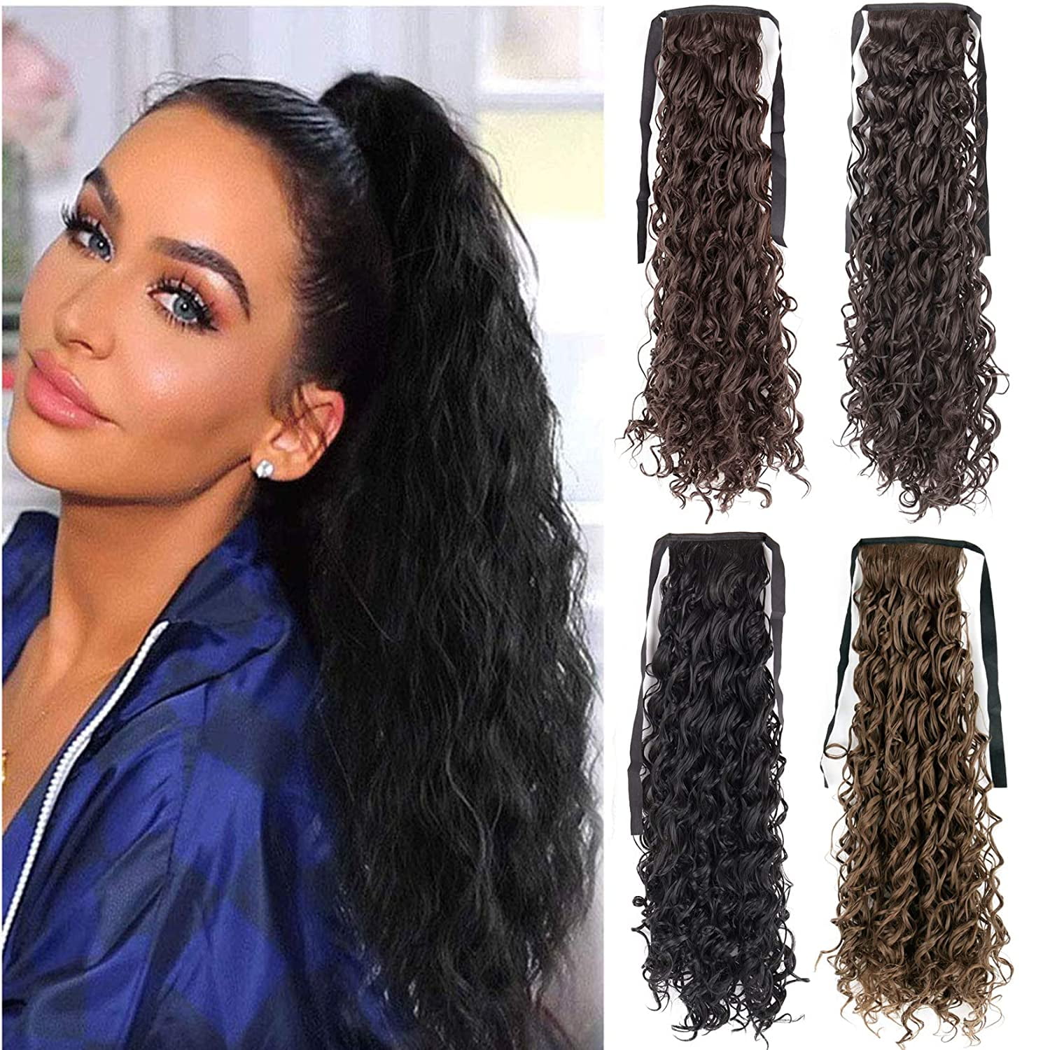 2232 Inch Synthetic Hair Fiber HeatResistant Curly Hair With Ponytail  Fake Hair Chipin Hair Extensions Pony Tail  islamiyyatcom