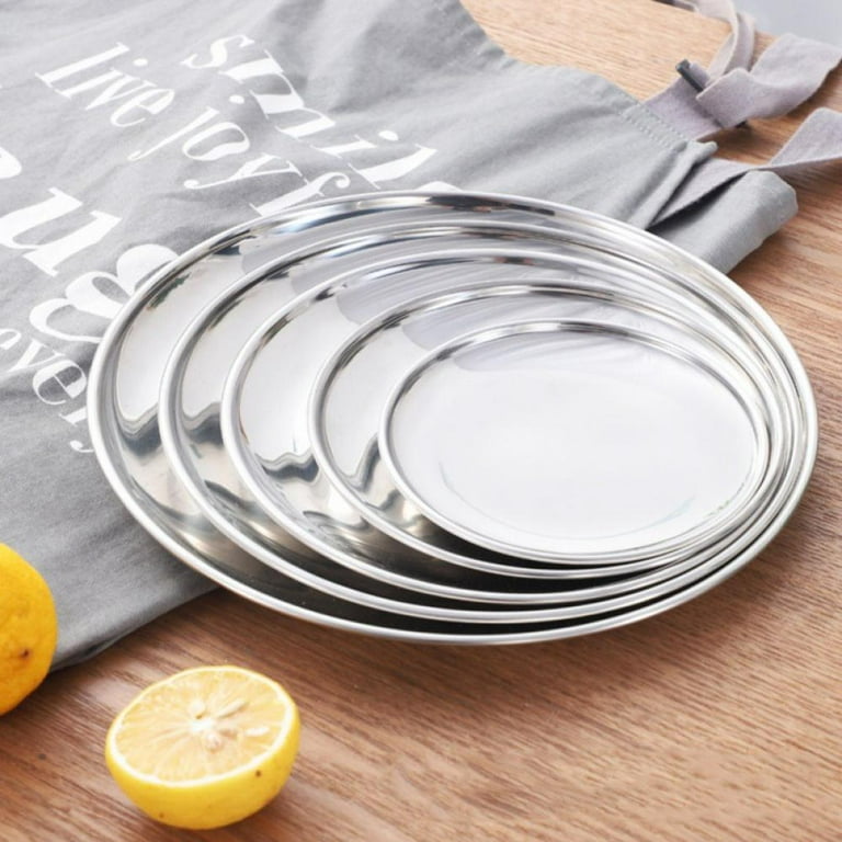 Metal Storage Tray Round Stainless Steel Tray Snack Fruit