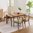 thumbnail image 6 of Cane Back Dining Chairs Set of 2, UHOMEPRO Curved Rattan Back Dining Chairs with Chenille Cushion, Distressed Rubberwood Frame, S Spring Support, Farmhouse, Mid-Century, Green, 6 of 11