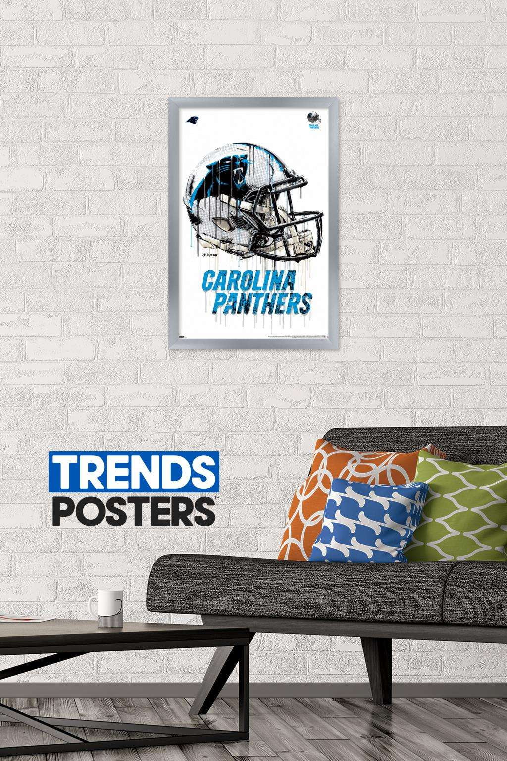 NFL Carolina Panthers - Drip Helmet 20 Wall Poster, 14.725" x 22.375", Framed
