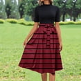 thumbnail image 5 of Bixock Women's Summer Dress Midi Sundress Solid Color High Neck Short Sleeve Long Dress With Belt Travel Vacation Clothes, 5 of 6