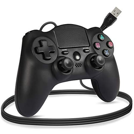 Game Controller for Playstation 4, Lavuky WG02 Wired Controller with 7.2ft USB Work for PS4 & PC -Black (Third-party (Best Third Party Ps4 Controller)