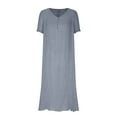 thumbnail image 4 of Lmnyox Flowy Maxi Dress for Women Casual Short Sleeve V Neck Long Dress Summer Loose Vacation Dress, 4 of 6