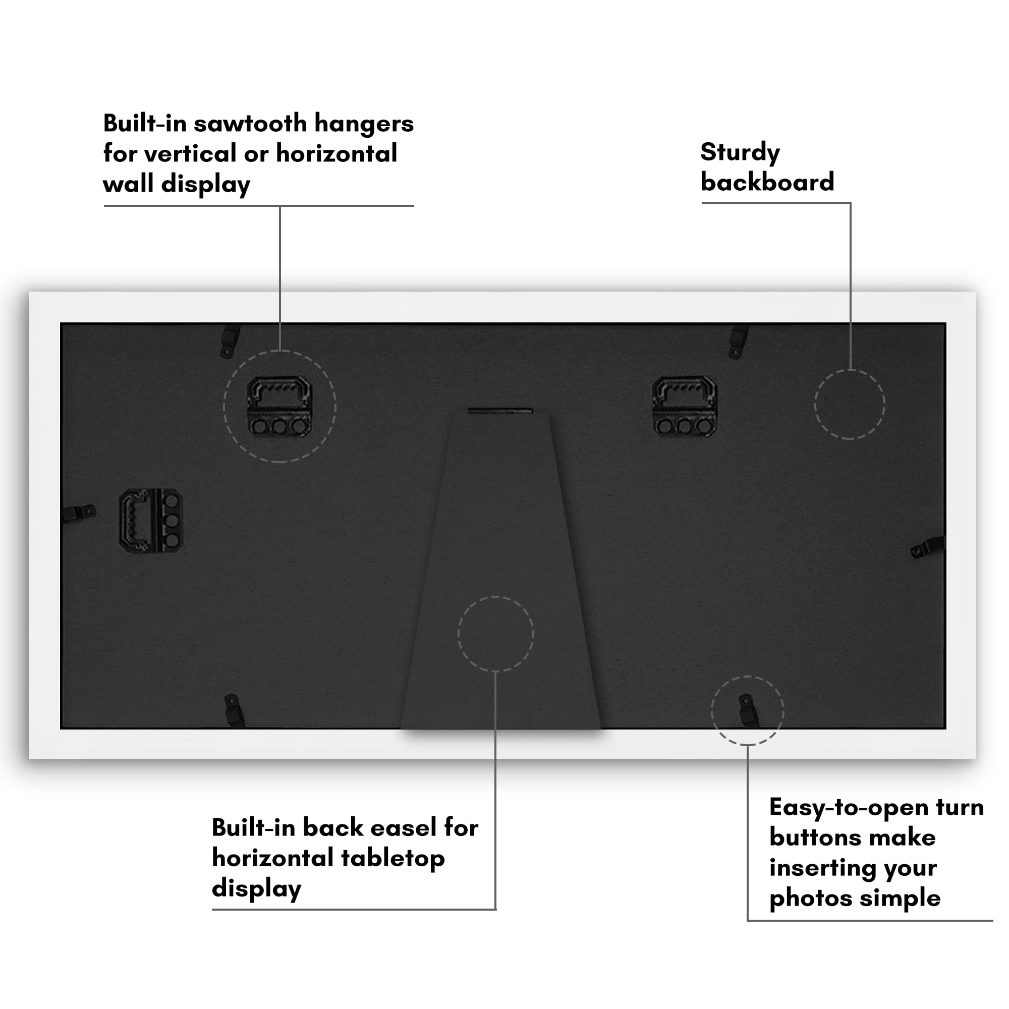 Americanflat 5x7 Double Picture Frame with Shatter-Resistant Glass Fits 2 use as One 7x16 Frame Signature - White