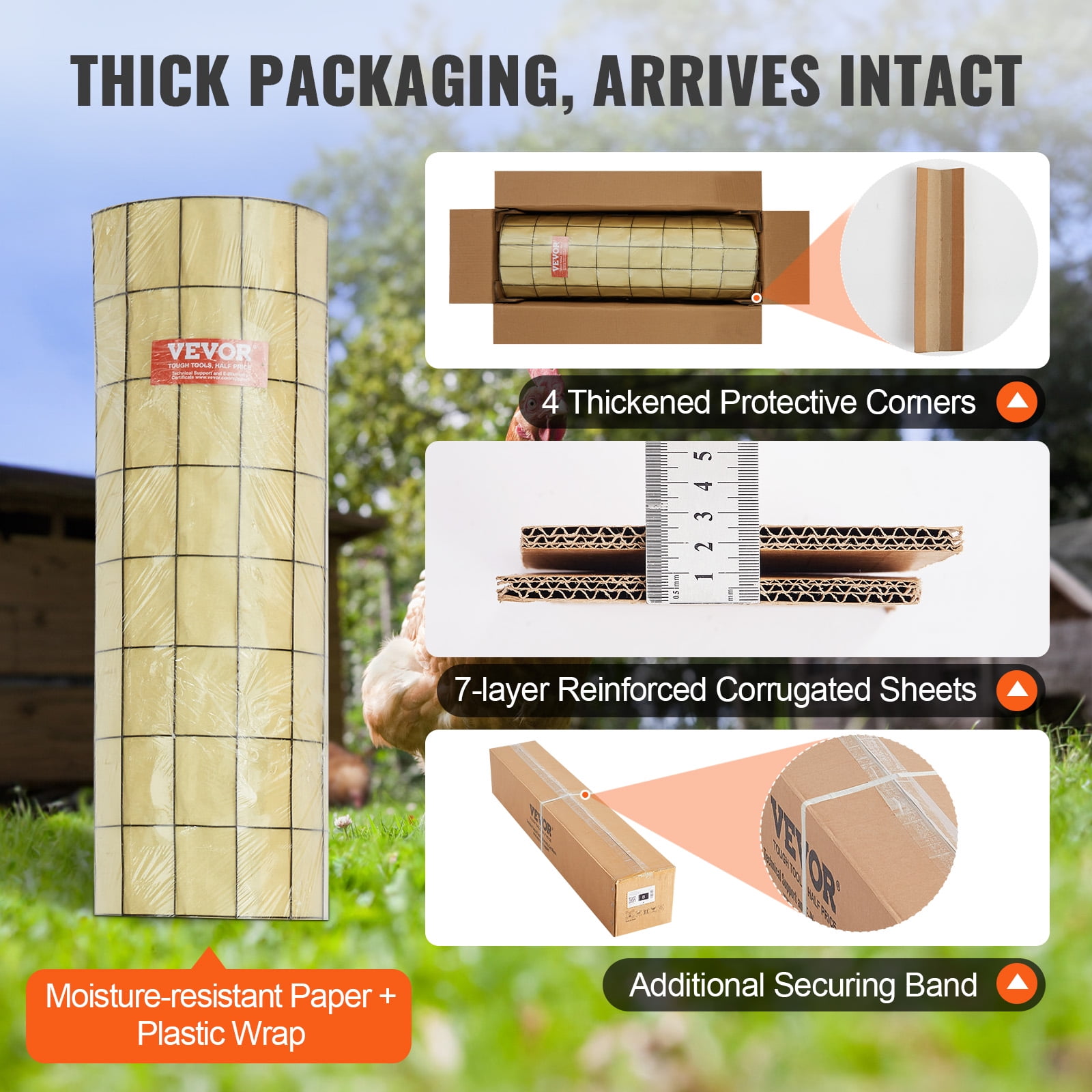 KFFKFF Galvanized Hardware Cloth, 24''x50' Roll, 16 Gauge, Vinyl-Coated Metal Mesh for Chicken Coops, Rabbit & Snake Fencing, Poultry Enclosures
