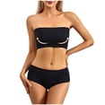 thumbnail image 4 of asdoklhq Summer Fall Sports Bras for Women 2023,Womens Fashion Plus Women's No-steel Ring Gathering No-marking Breathable Tube Top Underwear Briefs Suit, 4 of 9