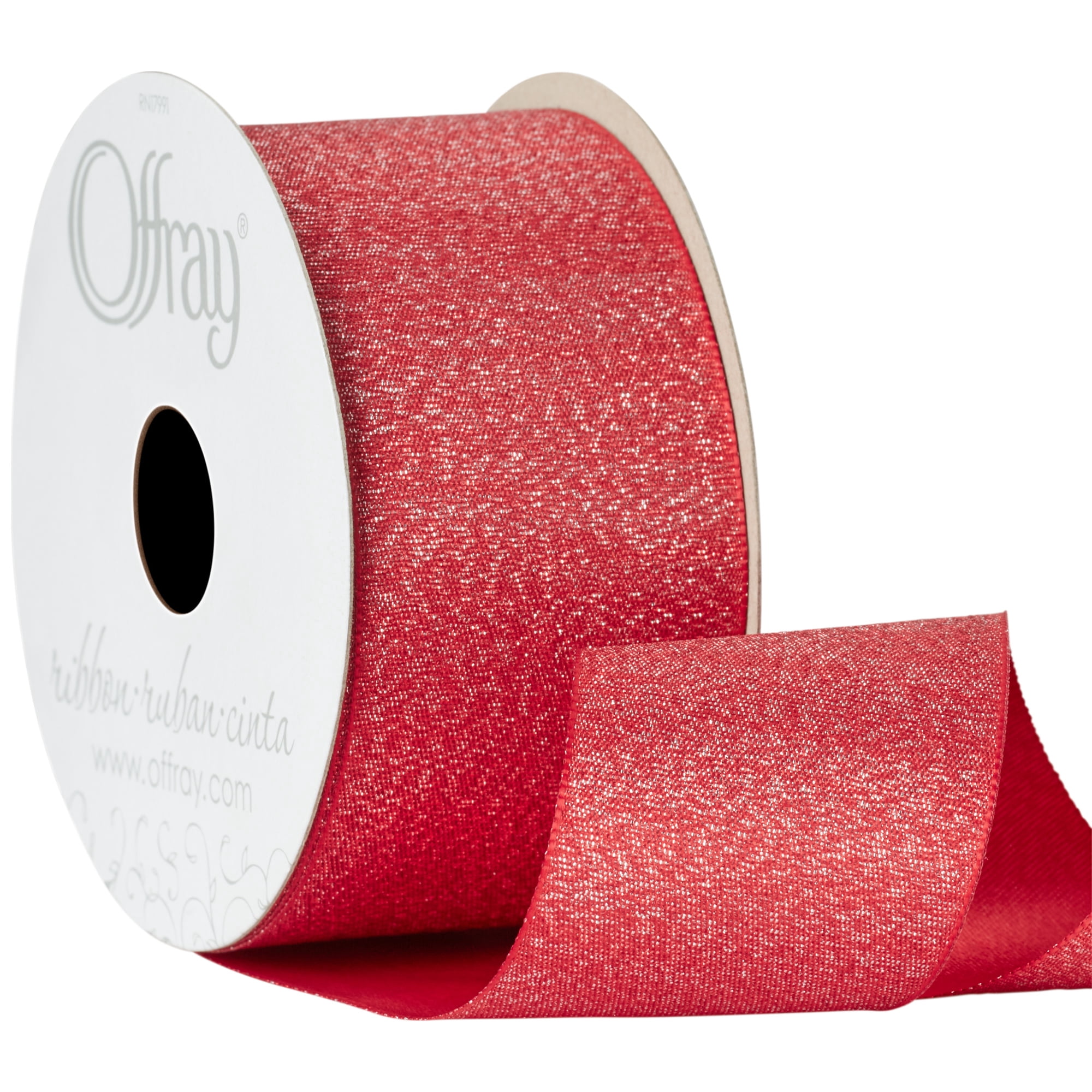Offray Ribbon, Metallic Red 1 1/2 inch Grosgrain Polyester Ribbon, 9 feet