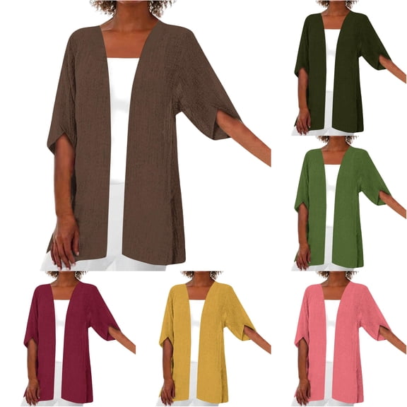 Tanghaowl Summer Cardigan Women's Lightweight Cardigan for Daily Wear Open Front Knit Sweater Casual Cardigan with Soft Comfort for Spring and Fall Brown XXXXL