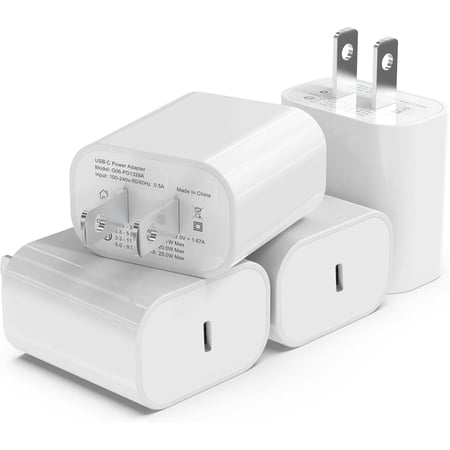 Typpkmm USB C Charger Block with Igenjun 20W for Phone Fast Charger 4Pack, White