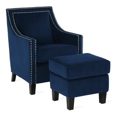 Dorel Living Briley Sleigh Arm Chair and Ottoman, Navy Blue - Walmart.com