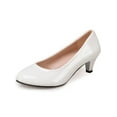 thumbnail image 3 of Gomelly Women's Heels Low Heel Pointed Toe Pump Shoes Party Dress Shoes Bright White 5, 3 of 9