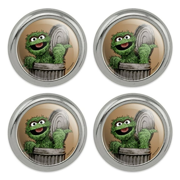 Sesame Street Vintage Oscar the Grouch Metal Craft Sewing Novelty Buttons - Set of 4