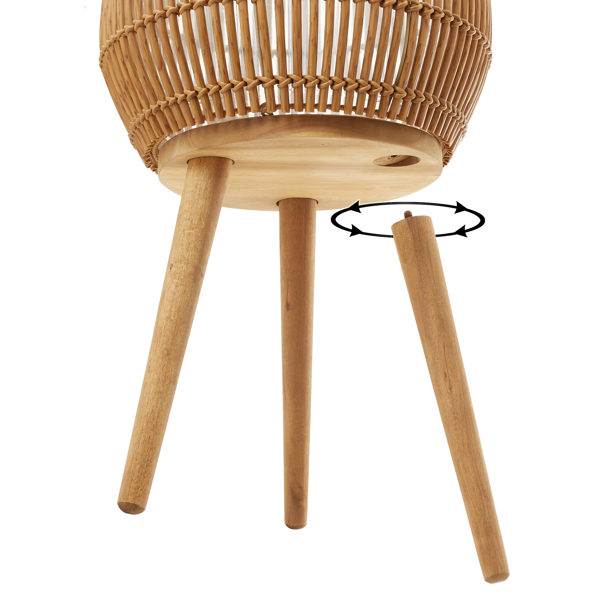 Casafield Floor Planter with Wood Legs in Natural, Planter Basket with Stand, Large Plant Pot Cover with Liner