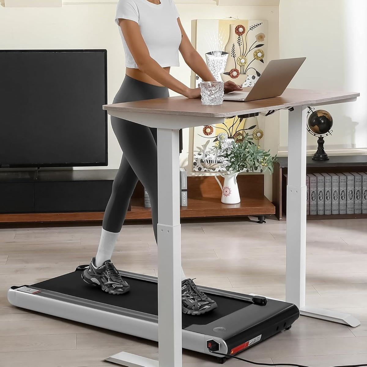 WildBreak 2.25 HP Walking Pad, Under Desk Treadmill, 43.5 x 16", No Assembly Needed, Silver & Black