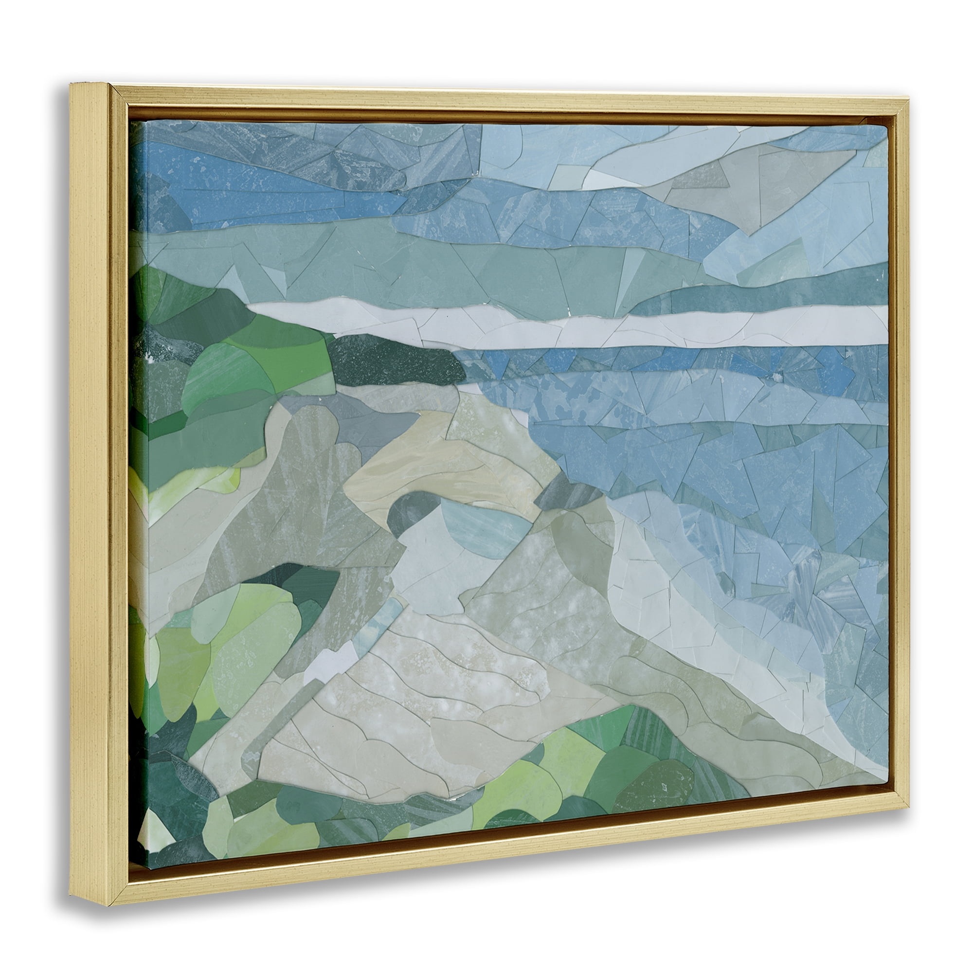 Stupell Industries Ocean Overlook Abstraction Landscape & Nature Painting Gold Floater Framed Canvas Art Print Wall Art, 31 x 25