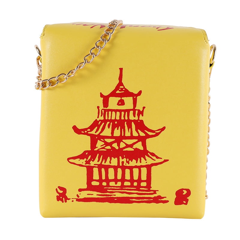 Baguery Tower Print Crossbody Bag - PU Chinese Takeout Box Tote Purse for Women (5.91×5.31×7.09in)​