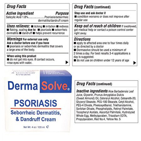Dermasolve Psoriasis, Seborrheic Dermatitis & Dandruff Cream Formulated to Treat Itchy Flakey Inflamed Skin & Prevent Future Flares to Provide Soothing Moisturizing Relief. (4.0 oz.) 4-Pack