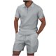 thumbnail image 1 of Conjunto de Pantalones Cortos para Hombre 2 Piezas Trajes de Color Sólido Medio Cremallera Camiseta Solapa, Traje de Pantalones Cortos de Ocio, 1 of 5