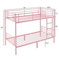 thumbnail image 2 of Ktaxon Metal Twin over Twin Bunk Bed with Ladder and Guardrails, Pink, 2 of 9