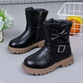 thumbnail image 5 of Girls Mid Calf Leather Boots, Little Kids Side Zipper Fashion Martin Booties, Soft Non Slip Princess Short Boots for Little Girls Daily Outdoor Wear Black 3 Big Kids(36), 5 of 8