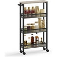 thumbnail image 6 of Slim Rolling Cart, 4-Tier Storage Cart, Narrow Cart with Handle, 5.1 Inches Deep, Metal Frame, for Kitchen, Dining Room, Living Room, Home Office,Ebony Black + Classic Black, 6 of 10