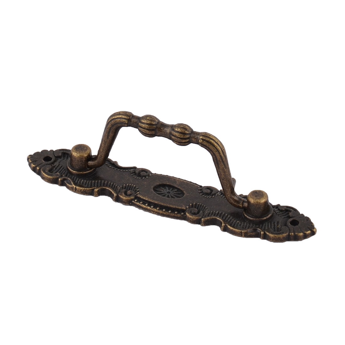 Unique Bargains Zinc Alloy Floral Rim Retro Style Jewelry Wooden Box Pull Handle 2pcs