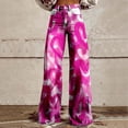thumbnail image 2 of Charmgo Palazzo Pants for Women, Women's Vintage Floral Print Wide Leg Pant High Waisted Stretchy Flowy Pants with Pockets, Baggy Pants for Women Hot Pink XL, 2 of 4