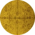 thumbnail image 1 of Ahgly Company Machine Washable Indoor Round Oriental Yellow Industrial Area Rugs, 4' Round, 1 of 4