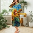 thumbnail image 2 of FOR U DESIGNS Sunflower Print House Dresses for Woman Comfortable Long Sleeve Night Shirts Soft Duster Lounger Robe with Pockets,Sleep Dress with Zipper, S, 2 of 8