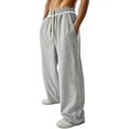 thumbnail image 3 of Men's Lightweight Sweatpants Open Bottom Sweat Pants for Men Straight Leg Gym Sweatpants Lounge Pants Casual Lounge Joggers with Pockets Slacks Light Ashy L, 3 of 6