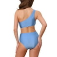 thumbnail image 3 of INSPIRE CHIC Women's One Shoulder Elegant Bikini Sets, 2 Piece Push Up Top Tummy Control Bottom Swimwear Bathing Suits Small Sky Blue, 3 of 5