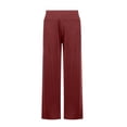 thumbnail image 5 of Women's Casual Pants, Cropped High Waisted Straight Leg Trousers with Pockets, Loose Fit Stretchy Work Pants for Yoga, Office, Casual Wear and Daily Outfits-Red, 5 of 8