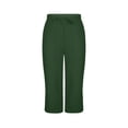 thumbnail image 5 of CBASIHI Womens Cotton Linen Capris with Pockets- Elastic Waist Drawstring Summer Casual Baggy Wide Leg Beach Pants Army Green Size 2XL, 5 of 7
