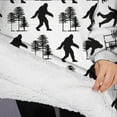 thumbnail image 3 of Oversized Wearable Blanket Hoodie,White Bigfoot and Tree Pattern Sherpa Blanket Hoodie with Super Pockets,Super Warm Fuzzy Pullover for Women & Men, 3 of 6