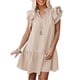 thumbnail image 2 of Vestido de túnica para mujer, vestido de verano con volantes y cuello en V, vestido con cordón y cuello en V, vestido de manga con volantes, artesanía excepcional, 2 of 2