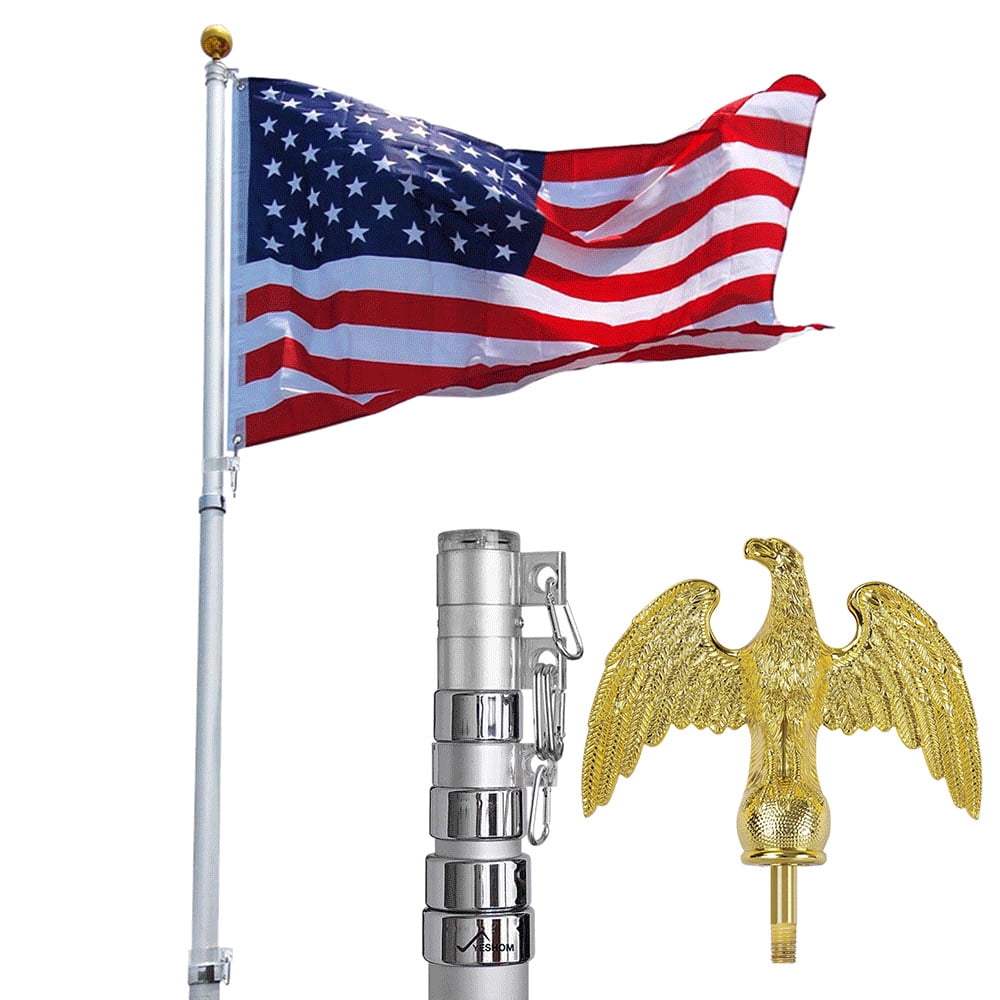 Flagpole Eagle Aluminum Gold American Flag Topper Kit Outdoor Top Hardware ...